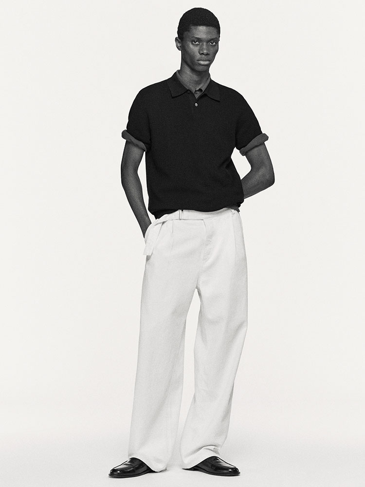 ベルト付きデニム リラックスフィット バレルレッグパンツ